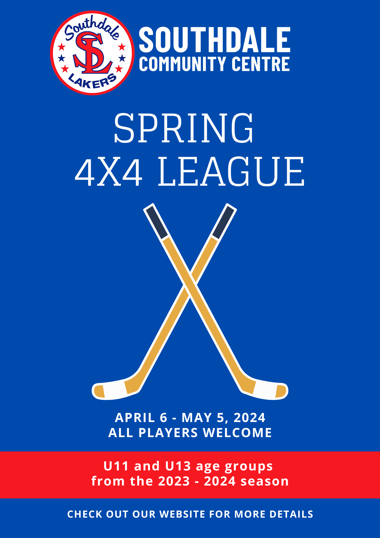 4 4 Spring Hockey Southdale Community Centre   Southdale 4x4 League Spring 2024 Poster V2 